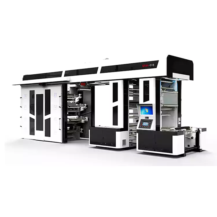 8 kleuren snelle semi-servo-drive centrale indruk flexografische drukmachine